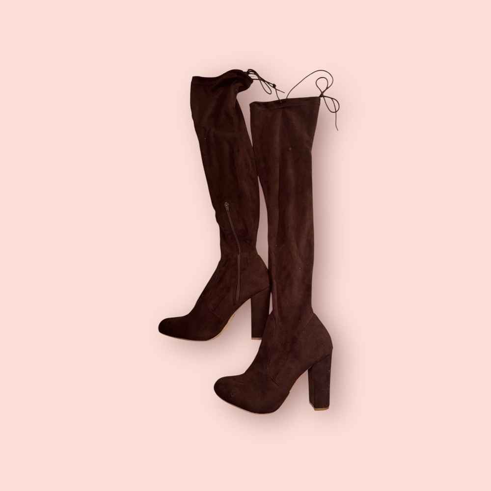 Forever 21 Brown Heeled Boots Knee-High
